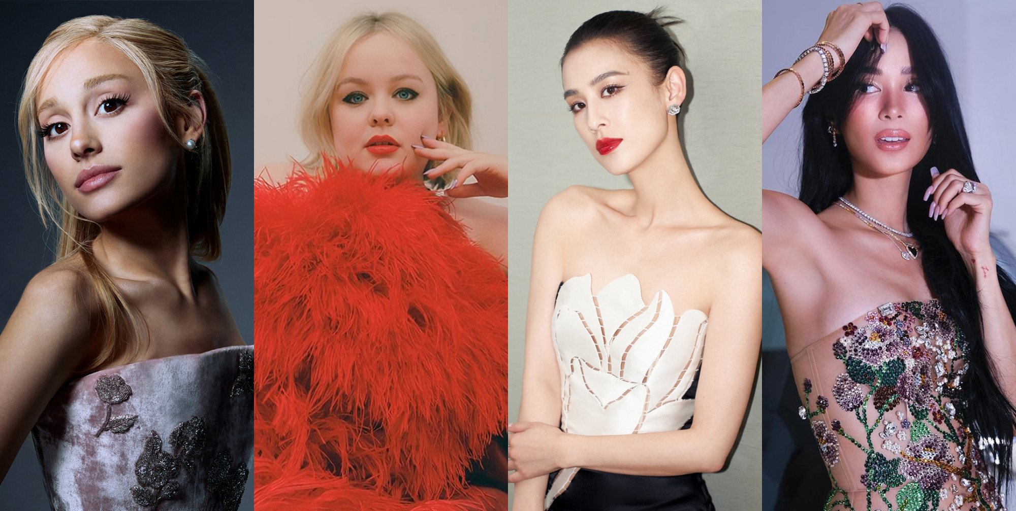 Ariana Grande, Nicola Coughlan, Huỳnh Thánh Y,  Heart Evangelista diện thiết kế gợi cảm của NTK Trần Hùng.