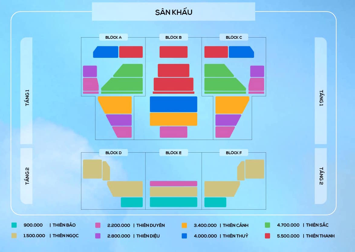 Giá vé tại Hà Nội cho show của ca sĩ Quốc Thiên.