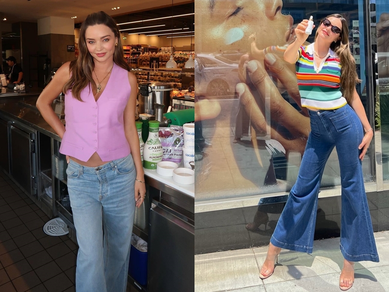 Áo có màu sắc tươi sáng: Miranda Kerr ưa chuộng những mẫu áo sáng màu như áo hai dây trắng, áo gile màu hồng hay áo dệt kim kẻ ngang. Những mẫu áo này sẽ giúp vẻ ngoài trở nên nổi bật, tươi trẻ. Để tăng thêm hiệu quả hack tuổi, bà mẹ 4 con thường kết hợp áo sáng màu với quần jeans hoặc quần short trắng. Đây là những công thức đơn giản nhưng vẫn đảm bảo sự hài hòa cho diện mạo, giúp cô ghi điểm phong cách ở bất kì đâu.