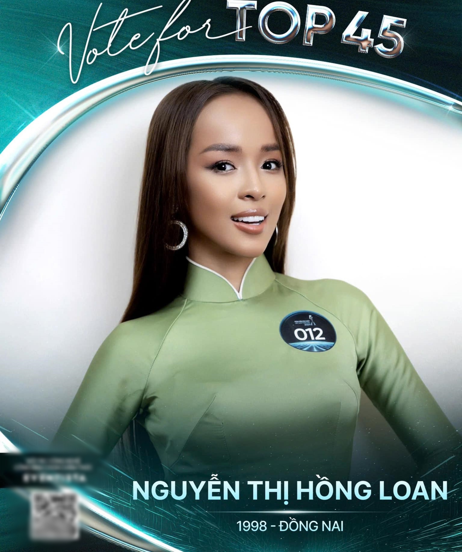 Nguyễn Thị Hồng Loan (Đồng Nai, sinh năm 1998, số đo 85 – 63 – 95, cao 1m68) theo học Trường Đại Học Sân Khấu Điện Ảnh TP.HCM. Cô gái sở hữu làn da nâu ấn tượng từng vào top 5 Miss Celebrity VietNam 2024. Ngoài ra, Hồng Loan còn là diễn viên tham gia nhiều phim ngắn, web drama… 