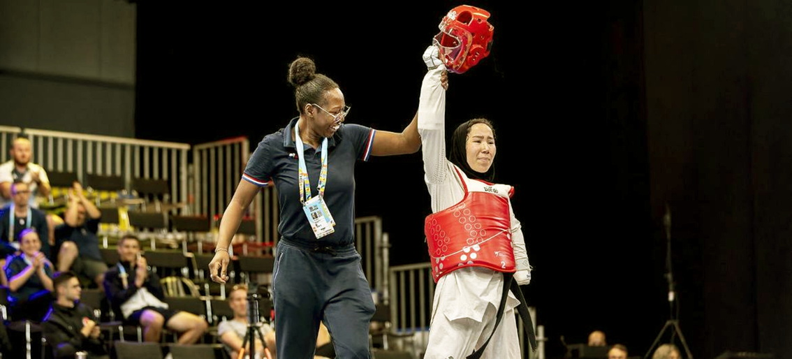 Vận động viên taekwondo Zakia Khudadadi (Afghanistan) tại Thế vận hội dành cho người khuyết tật 2024 ở Paris - Nguồn ảnh: IPC