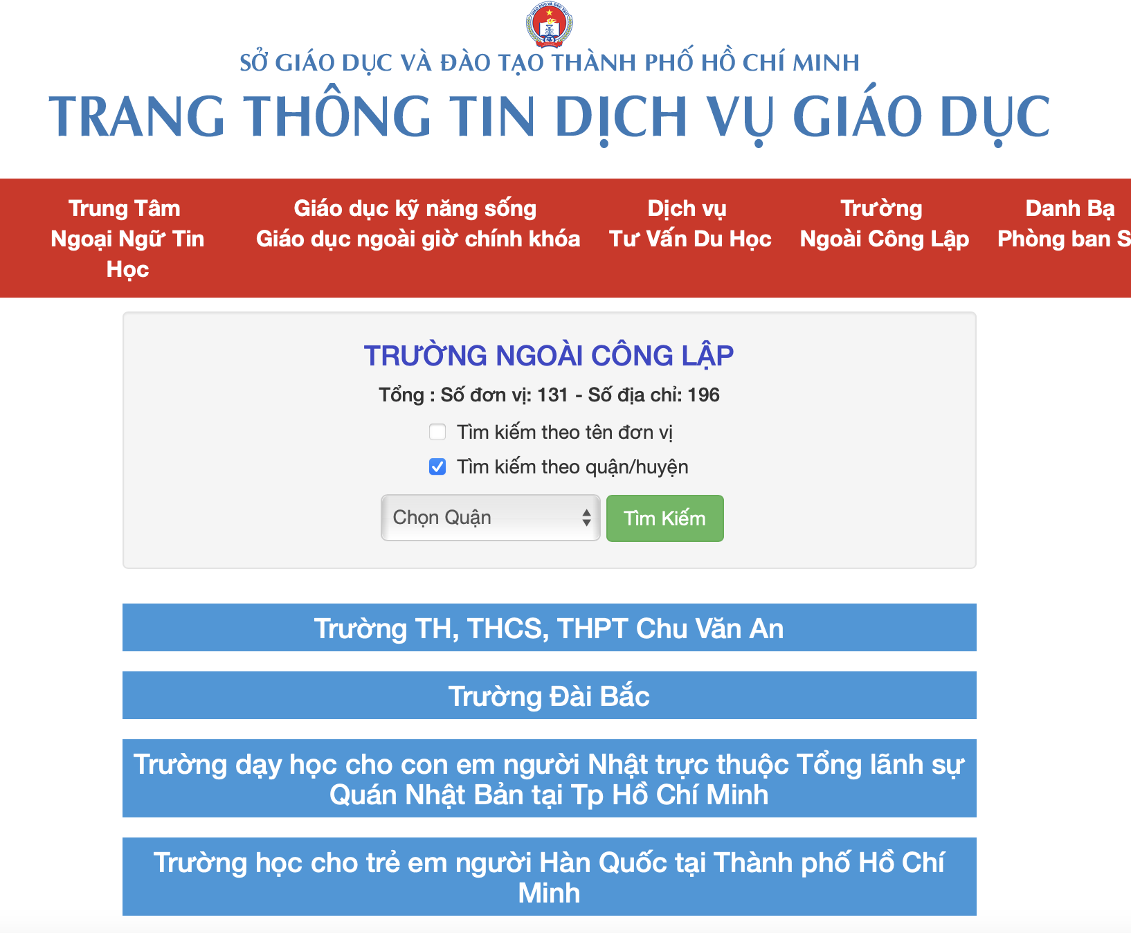 Sở GD-ĐT TPHCM sẽ rà soát lại trang thông tin của các cơ sở giáo dục ngoài công lập