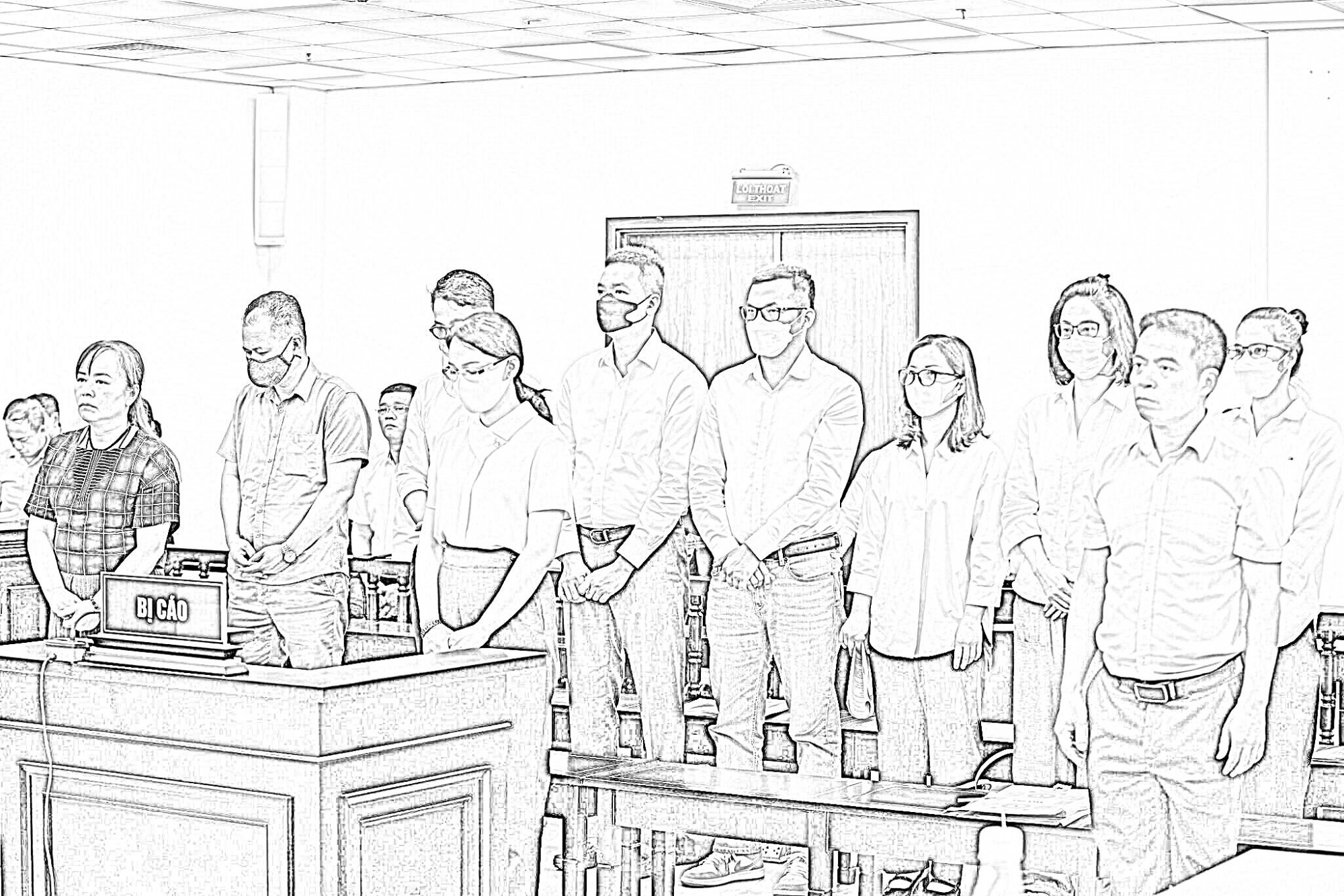 Các bị cáo tại tòa - Ảnh: C.M