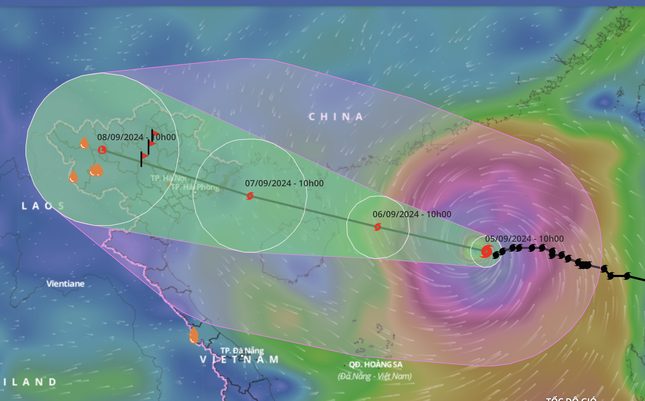 Đường đi dự kiến của siêu bão Yagi