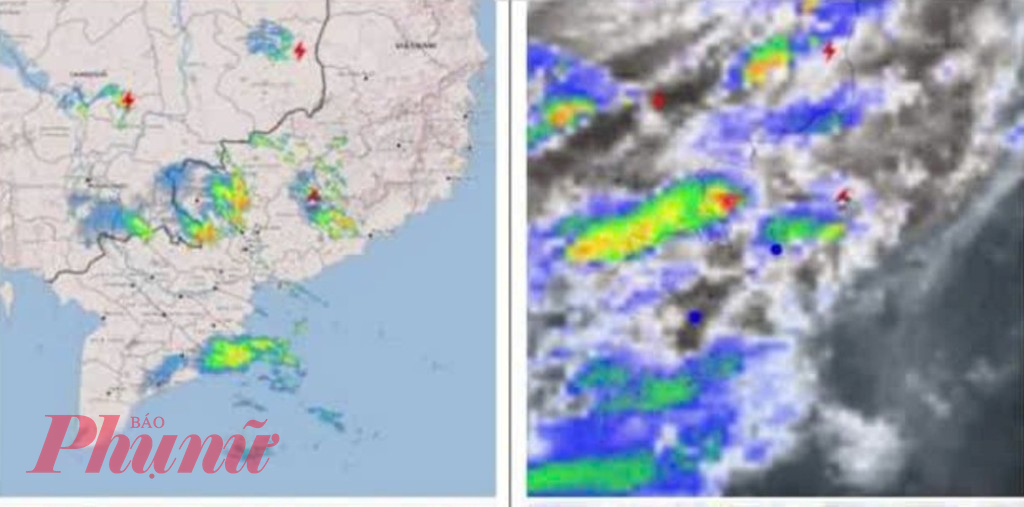 Ảnh ra đa thời tiết và định vị sét - Ảnh: Đài khí tượng thủy văn khu vực Nam bộ