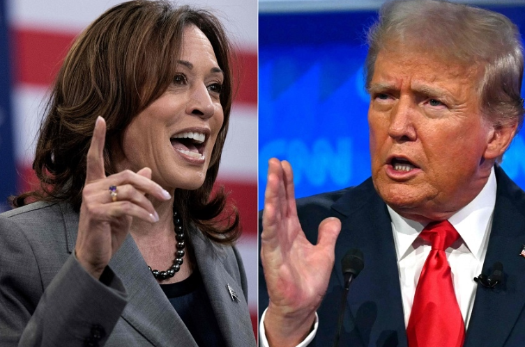 Phó Tổng thống Hoa Kỳ Kamala Harris và cựu Tổng thống Donald Trump sẽ đối đầu trong cuộc tranh luận đầu tiên của họ vào ngày 10 tháng 9 năm 2024. ẢNH: AFP