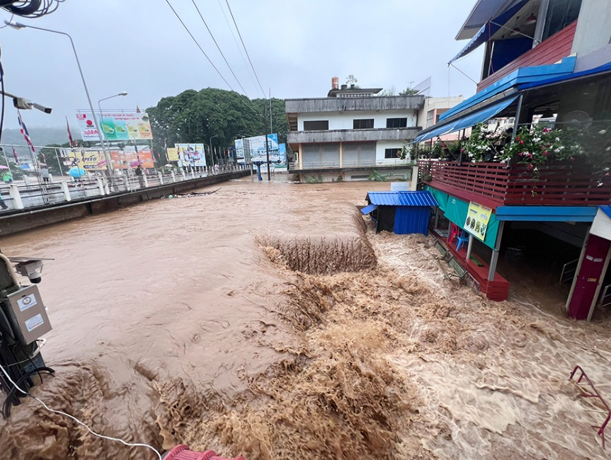 Mưa lũ tại huyện Mae Sai, Tỉnh Chiang Rai, Thái Lan vào ngày 10/9