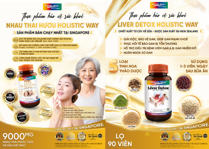 Holistic Way - thương hiệu hàng đầu Singapore về thực phẩm bảo vệ sức khỏe - Ảnh: PhD  Các sản phẩm này không phải là thuốc và không có tác dụng thay thế thuốc chữa bệnh. Số GPQC: 31/2024/XNQC-ATTP và 32/2024/XNQC-ATTP