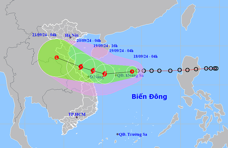 Vị trí và đường đi của áp thấp nhiệt đới - Ảnh: NCHMF