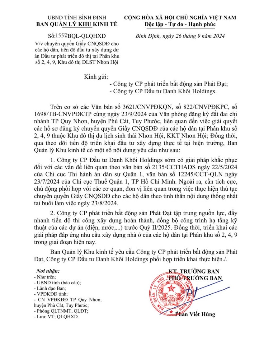 Danh Khôi đang nợ thuế khủng là một trong những nguyên nhân chính khiến khách hàng không được cấp chủ quyền, không thể xây dựng nhà ở.