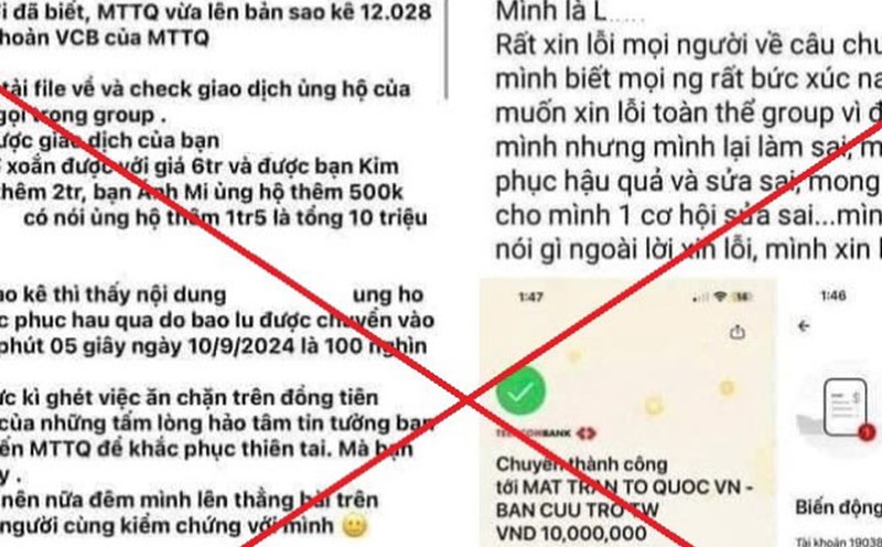 Bộ Công an cho biết hành vi sửa chữ bill chuyển khoản tung lên mạng xã hội có thể vi phạm và bị xử phạt tùy theo từng trường hợp - Ảnh: FB