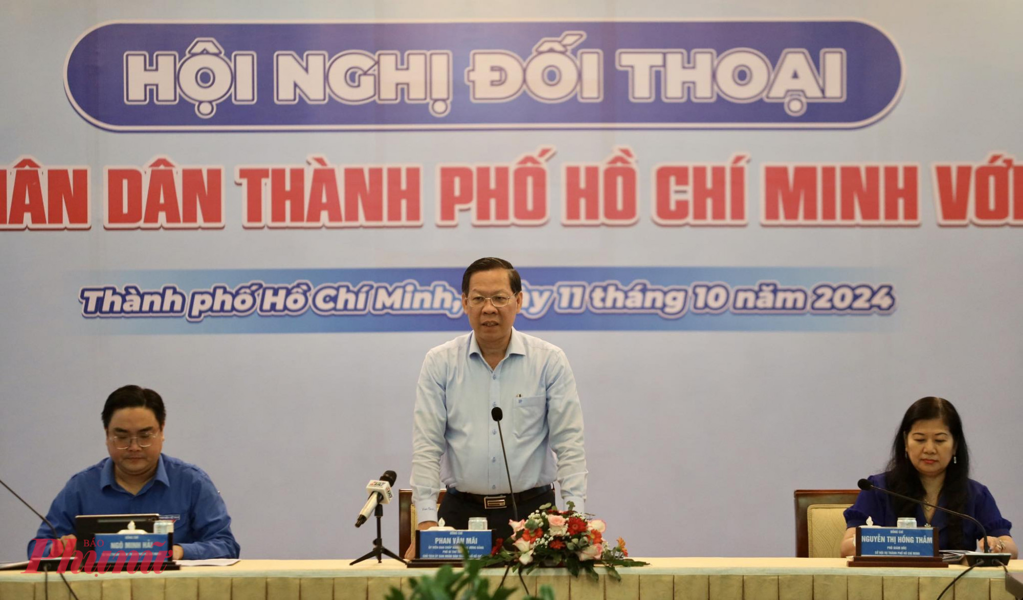 Chủ tịch UBND TPHCM Phan Văn Mãi đã chủ trì Hội nghị Đối thoại giữa lãnh đạo UBND thành phố với thanh niên năm 2024 - Ảnh: Nguyễn Loan