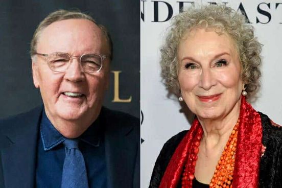 Margaret Atwood (phải) và James Patterson, hai trong số hàng ngàn nhà văn đã ký tên vào kiến nghị yêu cầu các công ty AI ngừng sử dụng tác phẩm có bản quyền mà không xin phép (ảnh: AP)