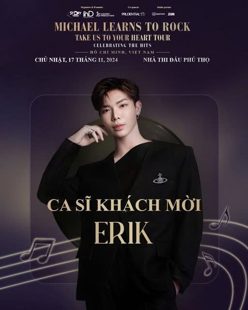 Ca sĩ Erik là ca sĩ khách mời đặc biệt của chương trình Michael Learns To Rock - Take Us To Your Heart Tour 2024 tại Việt Nam - Ảnh: Nam Linh