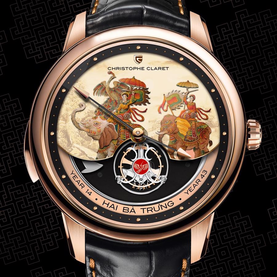  Năm 2023, hãng đồng hồ Thụy Sỹ Christophe Claret  giới thiệu bộ sưu tập mang tên “Legend Westminster Minute Repeater Flying Tourbillon”.  Trong đó gây chú ý nhất là mẫu đồng hồ khắc họa hình ảnh Hai Bà Trưng. Mẫu thiết kế ước tính lên tới 714.000 - 747.000 USD (hơn 16 tỷ đồng).