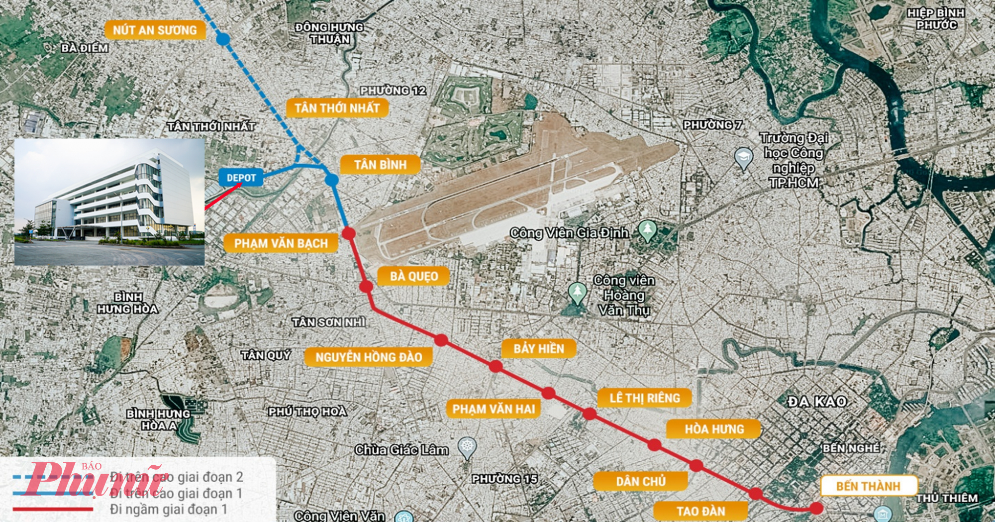 Sơ đồ tuyến Metro số 2, tuyến Bến Thành - Tham Lương - Ảnh: MAUR