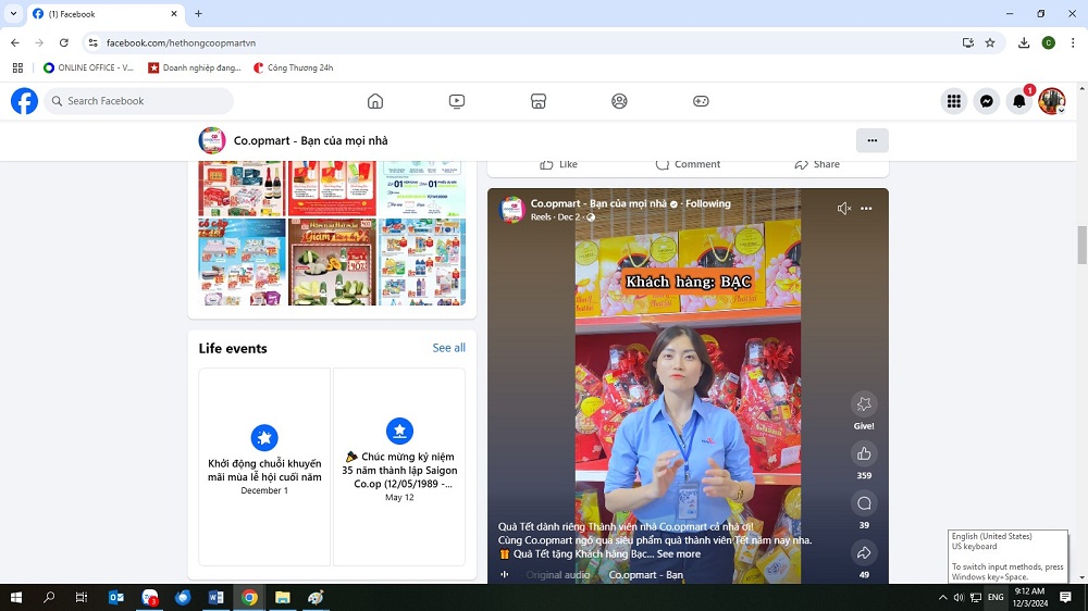 Co.opmart tăng cường các video ngắn trên nền tảng Facebook và TikTok để tăng tương tác và tối ưu trải nghiệm mua sắm cho khách hàng