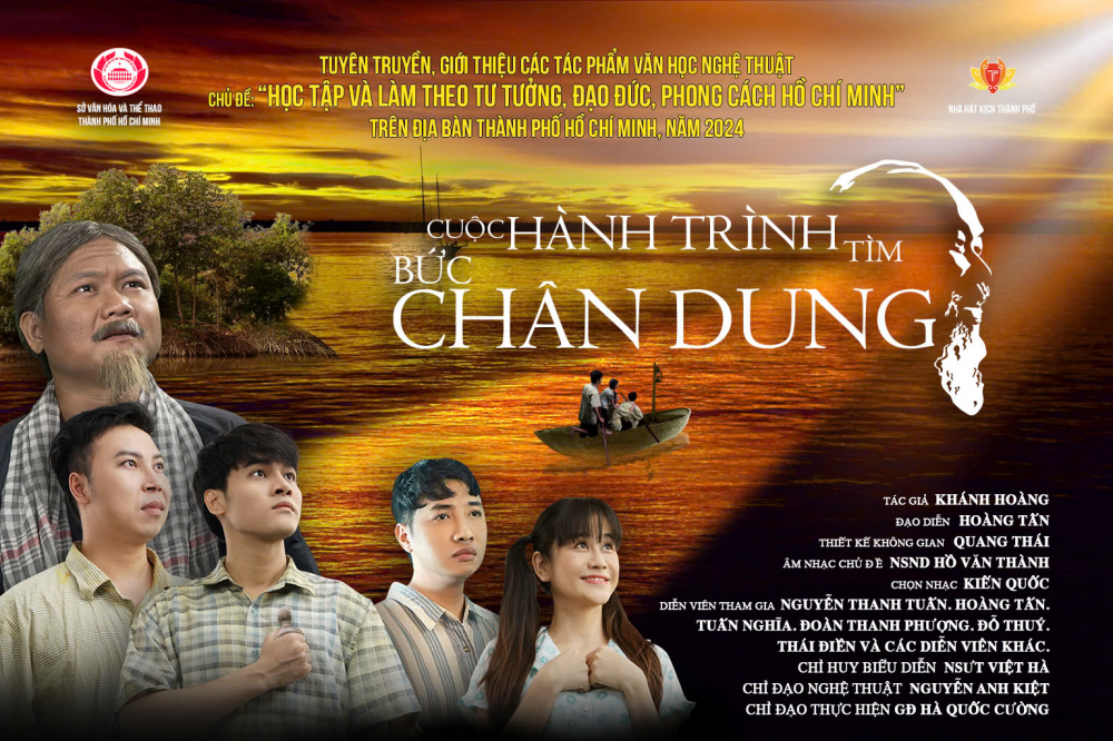 Poster tuyên truyền vở Cuộc hành trình tìm bức chân dung của nhà hát Kịch TPHCM