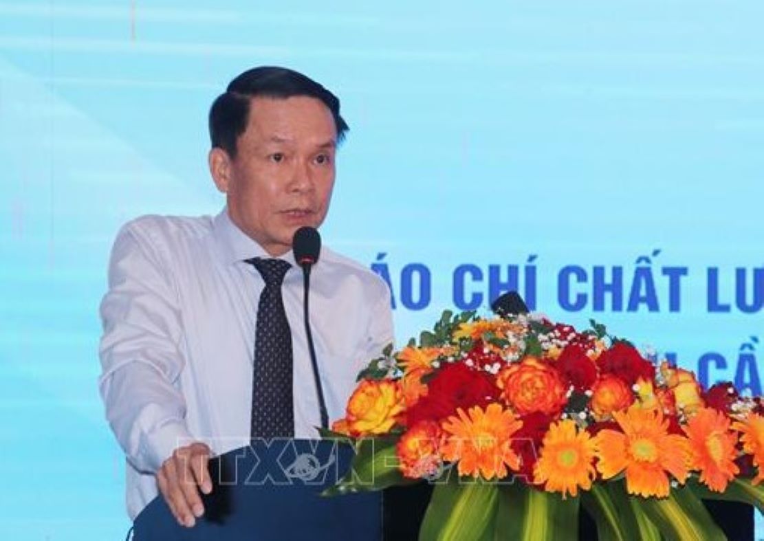 Ông Nguyễn Đức Lợi, Phó Chủ tịch Thường trực Hội Nhà báo Việt Nam phát biểu. 