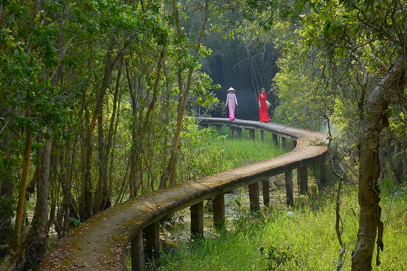  Làng nổi Tân Lập: Dù quãng đường tương đối xa hơn những khu du lịch gần Sài Gòn khác nhưng làng nổi Tân Lập vẫn mang đến ấn tượng khó phai trong lòng du khách. Ngày xưa nơi đây từng là khu nước ngập quanh năm nhưng đến hiện tại toàn bộ khuôn viên 135ha đã được quy hoạch để khai thác du lịch và giải trí. Bạn có thể đi thuyền trên sông hoặc đi bộ để khám phá khu rừng tràm nguyên sinh, dẫn lối vào đài quan sát cao hơn 30m với góc nhìn toàn cảnh xung quanh. 