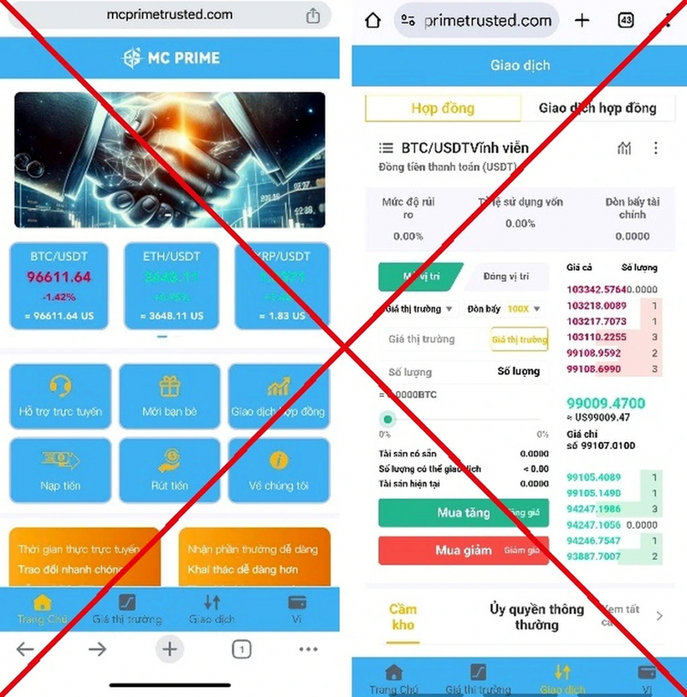 Bẫy lừa đầu tư tài chính vẫn giăng khắp nơi Các sàn đầu tư tài chính quốc tế không phép xuất hiện nhan nhản, quảng cáo rầm rộ trên không gian mạng - Ảnh do Công an TP Hà Nội cung cấp