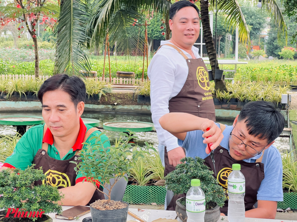 Sau đó, du khách có thể tự do sáng tạo cắt, tỉa bonsai.