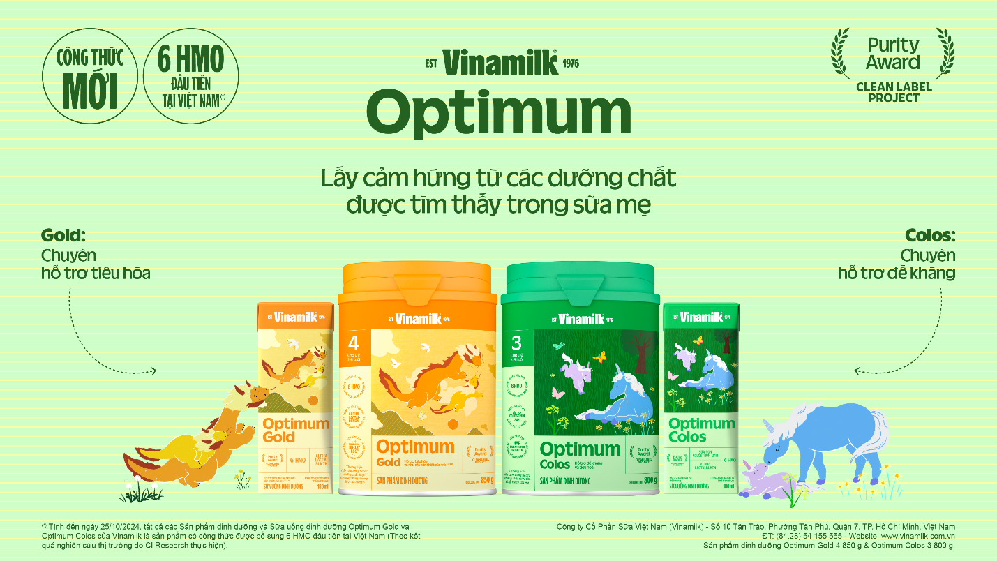 Vinamilk chính thức tái tung thương hiệu sữa Optimum với công thức chứa 6 HMO (Human Milk Oligosaccharides) đầu tiên tại Việt Nam