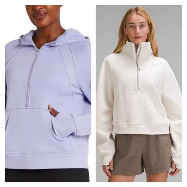 Áo nỉ lặn đặc trưng của Lululemon, bên phải, và một mặt hàng quần áo thể thao tương tự được bán tại nhà bán lẻ bán buôn Costco của Hoa Kỳ. Ảnh chụp từ trang web Costco và Lululemon