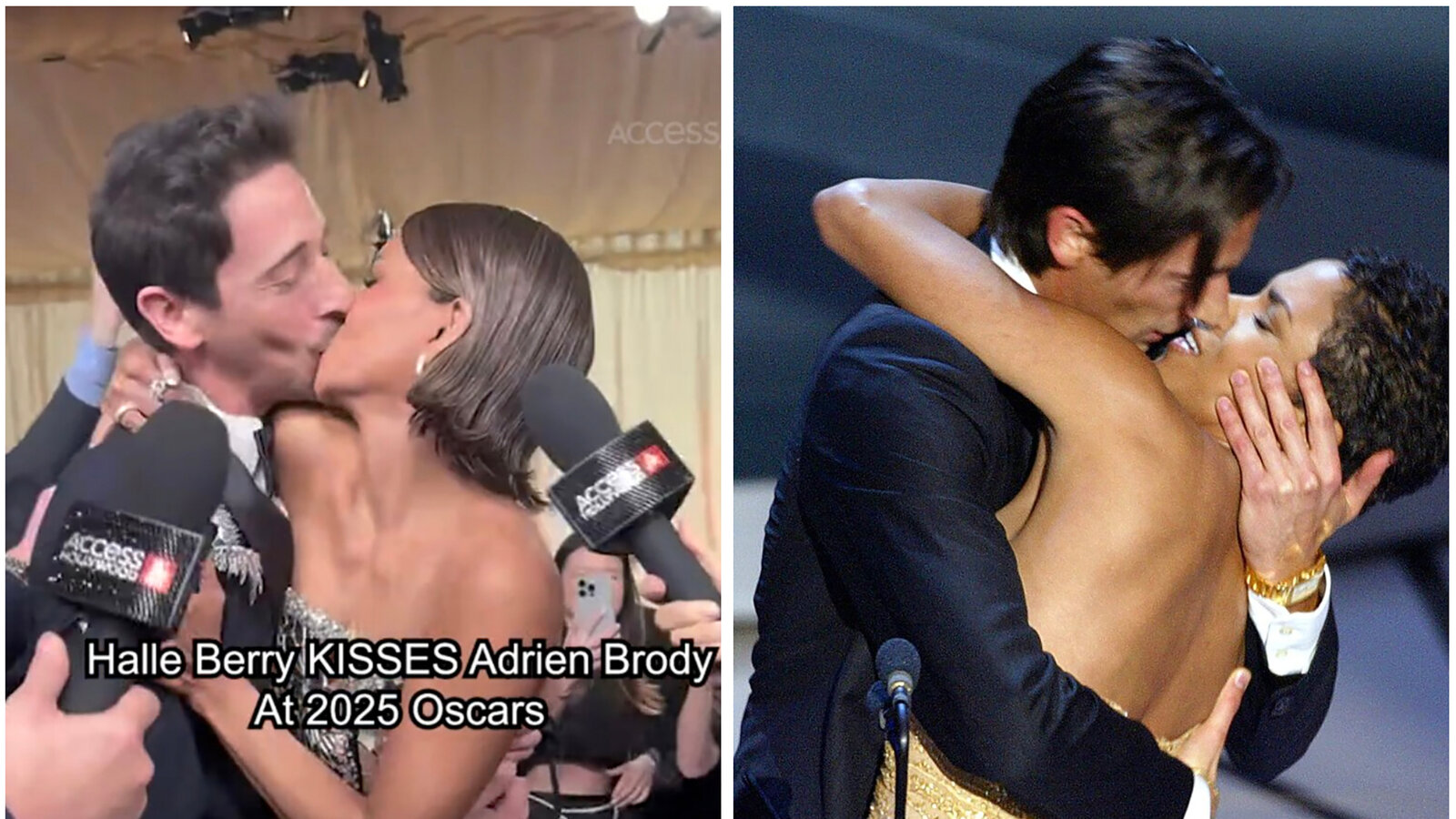 Khoảnh khắc Adrien Brody và Halle Berry hôn nhau tại Oscar 2003 và Oscar 2025 được lan truyền chóng mặt trên mạng xã hội