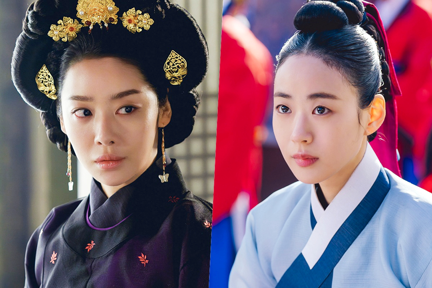 Cha Joo-young (trái) và Lee E-dam trong phim The Queen who crowns