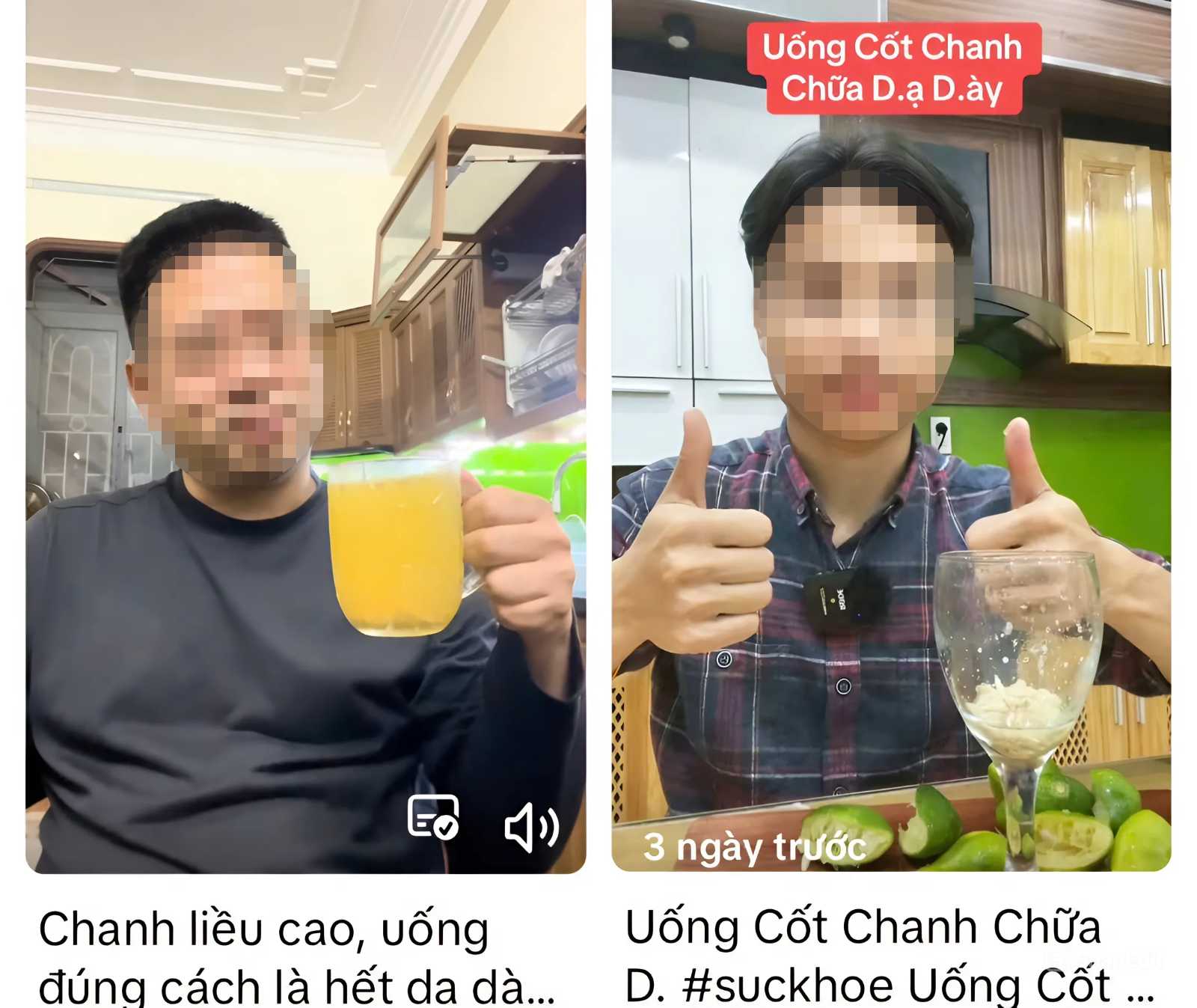 Nhiều tài khoản TikTok chia sẻ uống nước cốt chanh chữa dạ dày, tăng đề kháng - Ảnh chụp màn hình