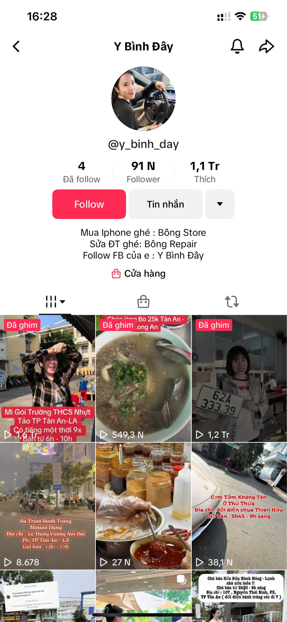 Kênh TikTok của Y Bình