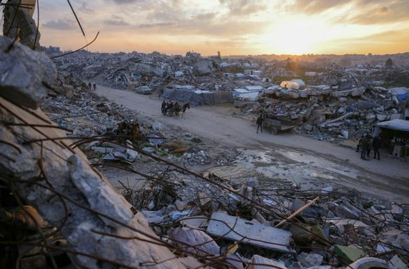 Khung cảnh hoang tàn ở dải Gaza. Ảnh: AFP