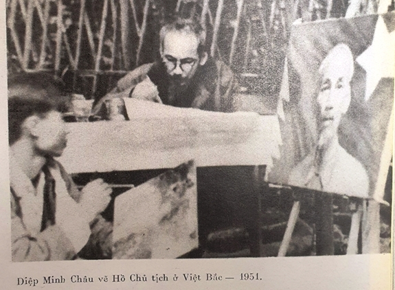 Diệp Minh Châu - Nhà điêu khắc luôn khắc hình Bác trong tim Họa sĩ Diệp Minh Châu vẽ Chủ tịch Hồ Chí Minh ở Việt Bắc ( Ảnh tư liệu)
