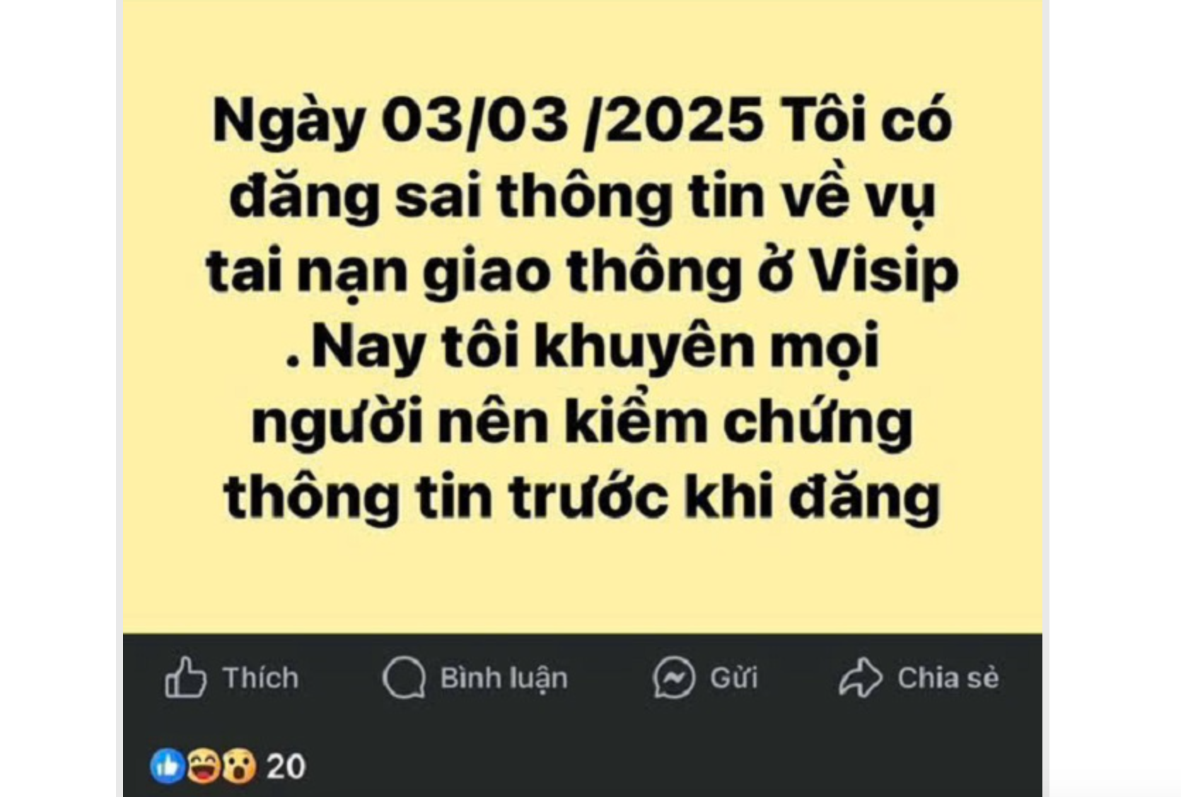 Ngoài xử phạt hành chính, 2 người đăng thông tin sai sự thật cũng buộc phải đăng thông tin cải chính trên mạng xã hội - Ảnh công an cung cấp