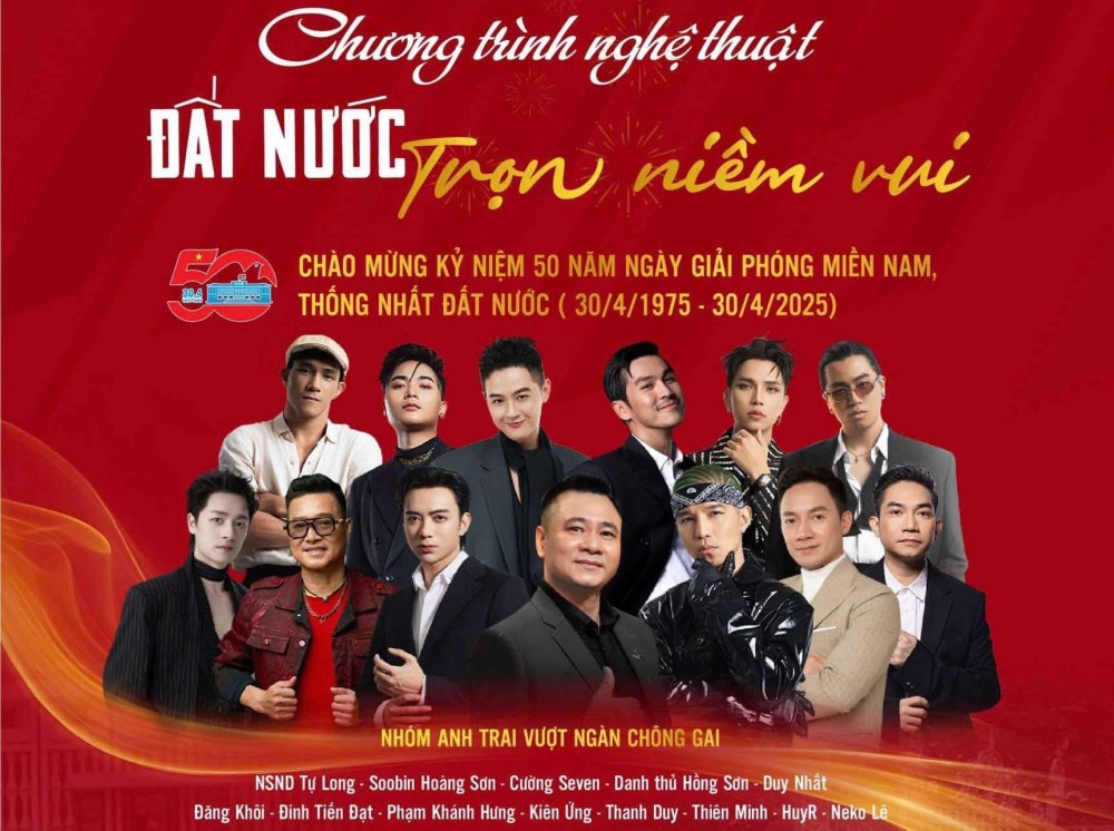 Dàn Anh trai vượt ngàn chông gai góp mặt trong chương trình nghệ thuật Đất nước trọn niềm vui vào tối 20/4.