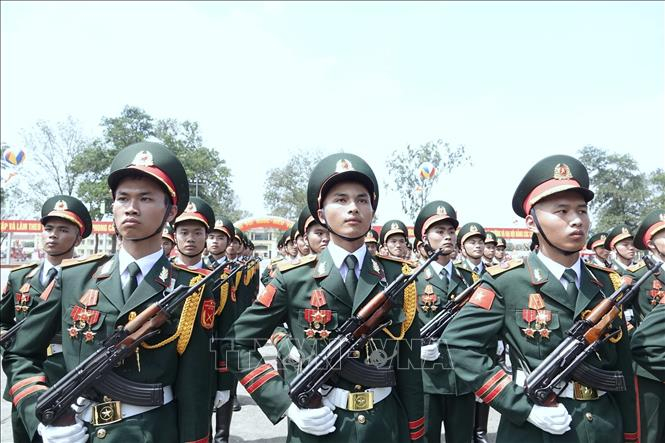 Các quân nhân trong khối duyệt binh - Ảnh: TTXVN