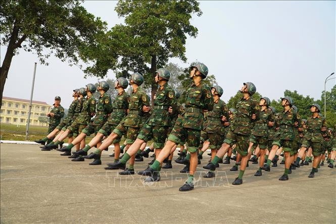 Lực lượng tham gia duyệt binh được huấn luyện về điều lệnh đội ngũ cá nhân, đội ngũ khối bảo đảm đúng, đẹp, thống nhất, chính quy - Ảnh: TTXVN