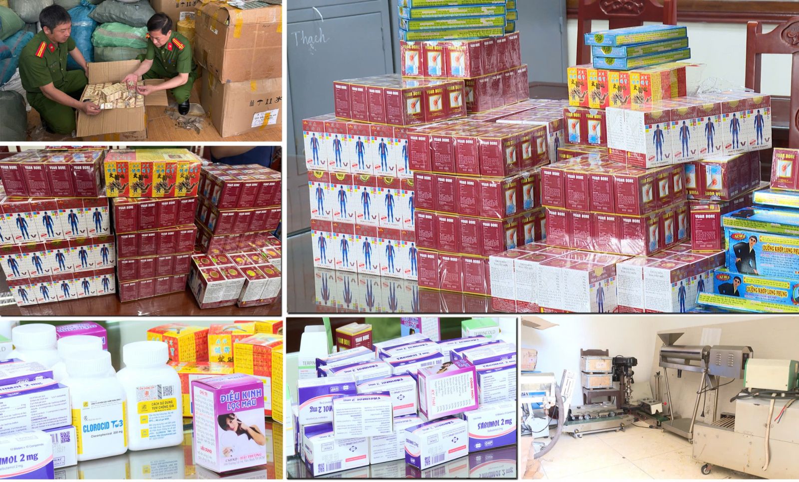 Một số loại thuốc giả trong đường dây vừa bị Công an tỉnh Thanh Hòa triệt phá - ảnh: Công an tỉnh Thanh Hóa
