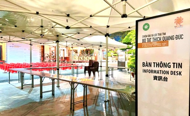 Mọi công tác chuẩn bị cho việc cung thỉnh, tôn trí và chiêm bái xá-lợi Trái tim Bồ-tát Thích Quảng Đức tại Việt Nam Quốc Tự đã hoàn tất