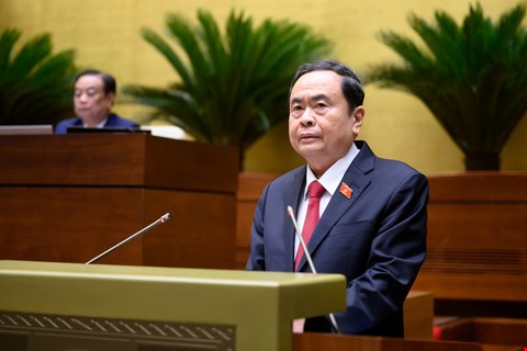 Chủ tịch Quốc hội Trần Thanh Mẫn phát biểu khai mạc Kỳ họp thứ 9, Quốc hội khóa XV - ảnh: Media Quốc hội