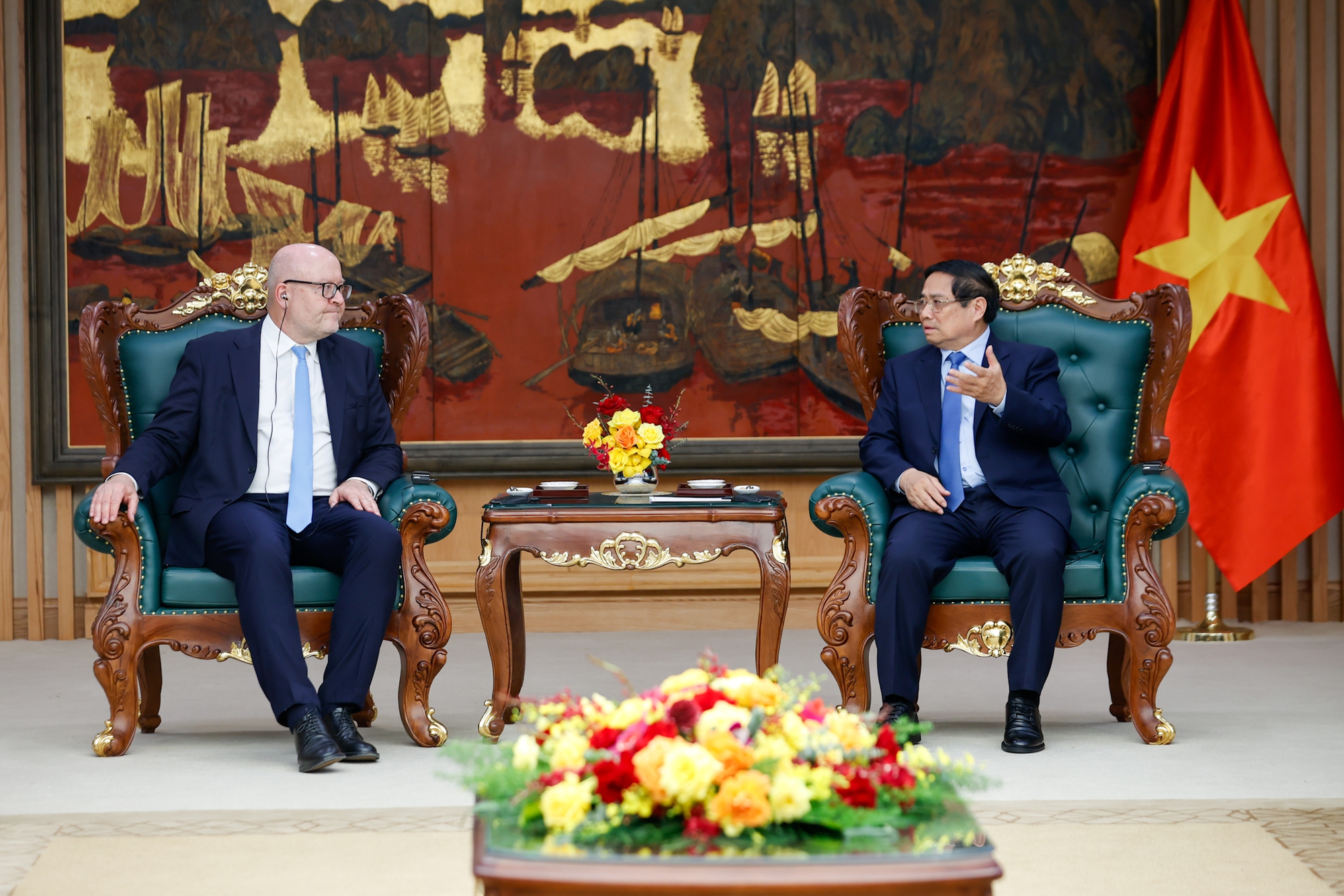 Thủ tướng Phạm Minh Chính tiếp Chánh án Tòa án quốc tế về Luật biển ông Tomas Heidar,- Ảnh: VGP/Nhật Bắc