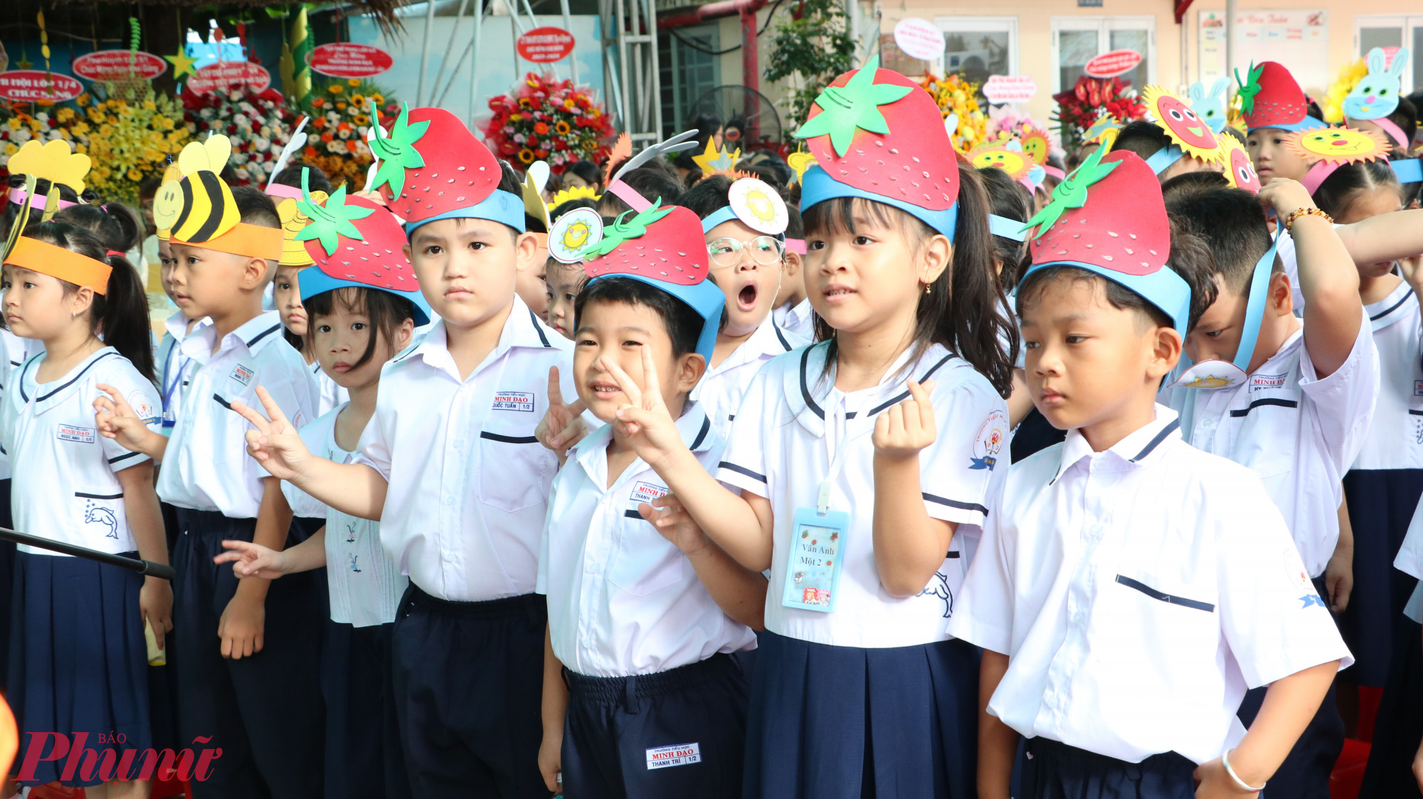 Học sinh lớp Một Trường tiểu học Minh Đạo (quận 5) trong ngày lễ khai giảng - Ảnh: Trang Thư