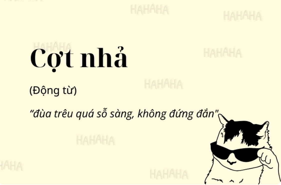 Theo từ điển của giáo sư Hoàng Phê, cợt nhả có Theo Từ điển tiếng Việt (Từ điển Hoàng Phê) thì cợt nhả được giải nghĩa là đùa trêu quá sỗ sàng, không đứng đắn. Người có thái độ cợt nhả là chỉ những người hay đùa cợt, thường thể hiện sự vui vẻ, bông đùa trước những tình huống khác nhau, đôi khi có phần trào phúng hoặc châm biếm nhẹ nhàng.