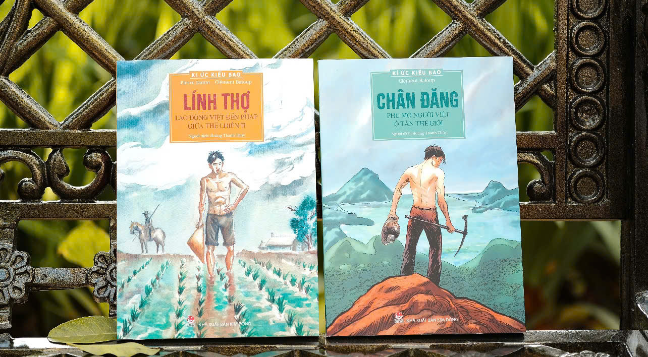 Những lát cắt lịch sử về người lao động Việt Nam ở nước ngoài được kể trong bộ truyện. Ảnh: NXB Kim Đồng
