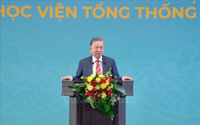 Vun đắp quan hệ hữu nghị truyền thống Việt - Nga trong kỷ nguyên mới Tổng Bí thư Tô Lâm phát biểu Chính sách tại Học viện Tổng thống Nga. Ảnh: TTXVN phát
