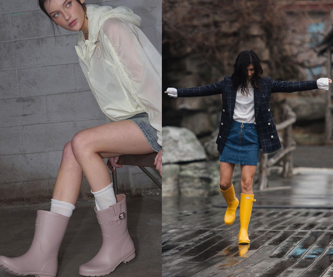Từ năm 2020, các thương hiệu thời trang cao cấp như Bottega Veneta, Givenchy, Prada, Louis Vuitton và Hunter đã không ngần ngại đưa boots cao su lên sàn diễn. Họ làm boots bằng cao su tái chế, thiết kế phần đế răng cưa chống trơn trượt nhưng vẫn giữ form dáng tôn chân, màu sắc ngọt như kẹo hoặc trầm lắng như trời mưa đầu mùa. Màu xanh olive, đen than, beige, hoặc thậm chí hồng bubblegum. Boots đi mưa giờ không chỉ là “phụ kiện thời tiết” mà là item định hình cá tính mềm mại hay mạnh mẽ, nổi bật hay trầm tĩnh.