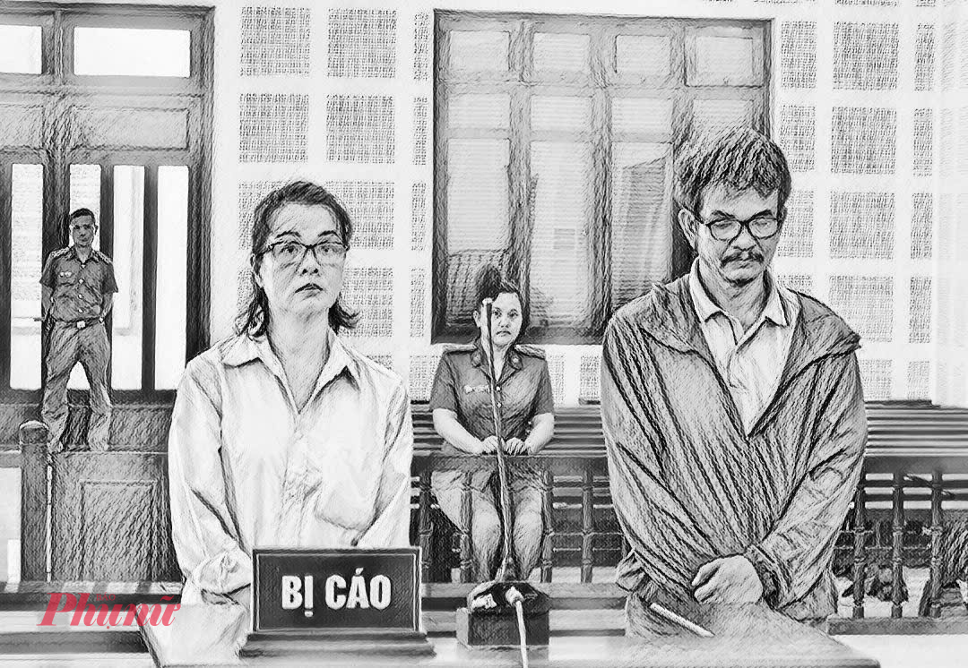 Vợ chồng bị cáo tại toà