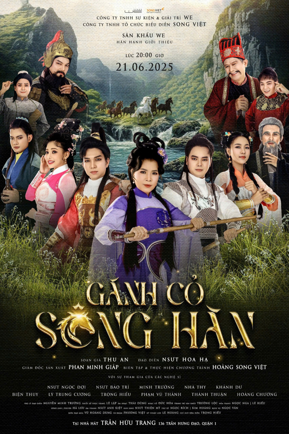 Poster vở cải lương Gánh cỏ sông Hàn của Sân khấu WE tổ chức, công ty Song Việt thực hiện, sẽ ra mắt khán giả 