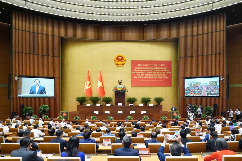 Tổng bí thư Tô Lâm: Thắp lên ngọn lửa đổi mới, vì một Việt Nam hùng cường Toàn cảnh hội nghị sáng 18/5 - ảnh: Media Quốc hội